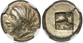 IONIA. Phocaea. Ca. 387-326 BC. EL sixth-stater or hecte (11mm, 2.54 gm). NGC Choice XF 5/5 - 2/5, brushed. Female head left, wearing round earring, h...