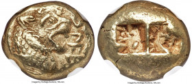 LYDIAN KINGDOM. Walwet (ca. 620-560 BC). EL third-stater or trite (13mm, 4.66 gm). NGC Choice XF S 4/5 - 4/5, die shift. Lydo-Milesian standard, Sarde...