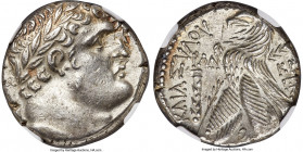 PHOENICIA. Tyre. Ca. 126/5 BC-AD 65/6. AR shekel (23mm, 14.29 gm, 1h). NGC Choice AU 4/5 - 5/5. Dated Civic Year 131 (AD 5/6). Laureate bust of Melqar...