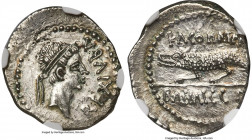 MAURETANIAN KINGDOM. Juba II, with Cleopatra Selene (25 BC-AD 24). AR denarius (18mm, 2.58 gm, 7h). NGC Choice AU 4/5 - 2/5, scratches, slight bend. C...