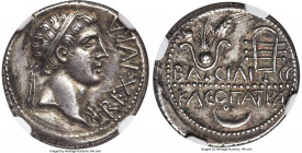 MAURETANIAN KINGDOM. Juba II, with Cleopatra Selene (25 BC-AD 24). AR denarius (18mm, 2.97 gm, 10h). NGC Choice XF S 5/5 - 4/5. Caesarea in Mauretania...