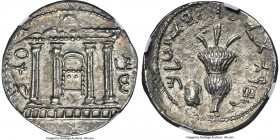 JUDAEA. Bar Kokhba Revolt (AD 132-135). AR sela (27mm, 14.37 gm, 1h). NGC Choice AU 4/5 - 4/5, overstruck. Undated issue of Year 3 (AD 134/5). Simon (...
