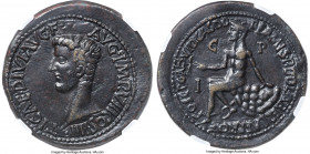 ZEUGITANA. Colonia Iulia Pia Paterna. Tiberius (AD 14-37). AE "sestertius" (39mm, 37.80 gm, 1h). NGC Choice XF S 5/5 - 5/5, flan flaw. P. Cornelius Do...