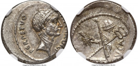Julius Caesar, as Dictator Perpetuo (February-March 44 BC), with Lucius Aemilius Buca, as Moneyer. AR denarius (18mm, 4.13 gm, 1h). NGC MS 4/5 - 5/5, ...