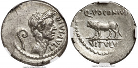 Divus Julius Caesar (49-44 BC), with Q. Voconius Vitulus, as Moneyer. AR denarius (19mm, 3.90 gm, 11h). NGC Choice AU 4/5 - 4/5. Rome, 40 BC. Q. Vocon...