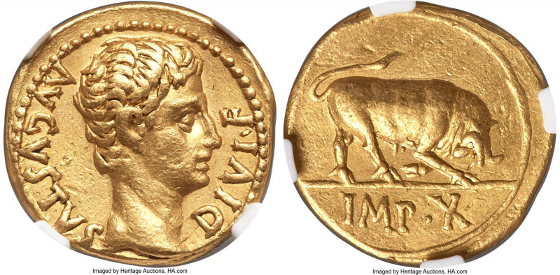 Augustus (27 BC-AD 14). AV aureus (19mm, 7.86 gm, 5h). NGC XF 5/5 - 2/5, edge sc...