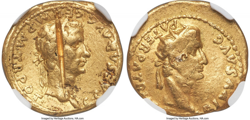 Gaius (Caligula) (AD 37-41), with Divus Augustus (or Tiberius). AV aureus (19mm,...