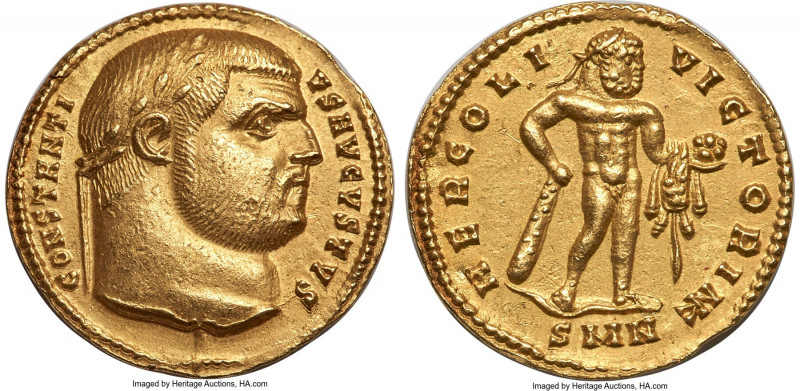 Constantius I Chlorus, as Augustus (AD 305-306). AV aureus (20mm, 5.34 gm, 6h). ...