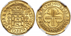 Pedro II gold 4000 Reis 1700-(R) XF Details (Spot Removals) NGC, Rio de Janeiro mint, KM98, LMB-32a, cf. Guimaraes-1700-10a (unlisted obverse). Third ...