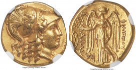MACEDONIAN KINGDOM. Philip III Arrhidaeus (323-317 BC). AV stater (18mm, 8.59 gm, 2h). NGC AU 5/5 - 4/5, Fine Style. Lifetime issue of Babylon, ca. 32...