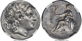 THRACIAN KINGDOM. Lysimachus (305-281 BC). AR tetradrachm (28mm, 17.07 gm, 9h). NGC Choice AU S 5/5 - 4/5, Fine Style. Pergamum(?). Diademed head of d...