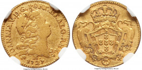 João V gold 800 Reis 1727-B VF Details (Removed From Jewelry) NGC, Bahia mint, KM119, LMB-74 (1st Shield), Guimaraes-1727-1.1 (5th Shield). A highly c...