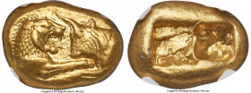 LYDIAN KINGDOM. Croesus (561-546 BC). AV stater (17mm, 10.79 gm). NGC Choice AU S 5/5 - 5/5. Sardes, "heavy" standard, ca. 561-550 BC. Confronted fore...