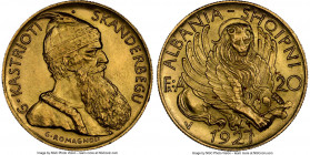 Zog I gold "Prince Skanderbeg" 20 Franga Ari 1927-V MS64 NGC, Vienna mint, KM12, Fr-6. Mintage: 5,053. A near-gem with frosty, velveteen peripheries, ...