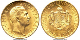 Zog I gold "Independence Anniversary" 100 Franga Ari 1937-R MS63 PCGS, Rome mint, KM21, Fr-11, Mont-18 (R). Mintage: 500. Struck for the 25th annivers...