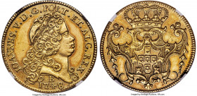 João V gold 6400 Reis (Peça) 1748-B AU Details (Obverse Repaired) NGC, Bahia mint, KM151, LMB-148, Guimaraes-1748-1.1. Fourth shield. No dot variety. ...