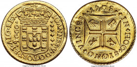 João V gold 4000 Reis 1708-R XF (Altered Surface), Rio de Janeiro mint, KM102, LMB-160, Guimaraes-1708-1.1. 9.98gm. The second key-date of this long s...
