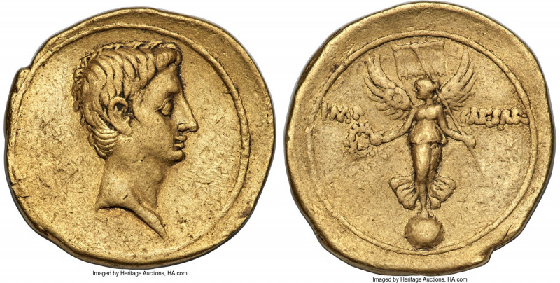 Octavian, as Sole Imperator (31-27 BC). AV aureus (22mm, 7.79 gm, 9h). About XF,...