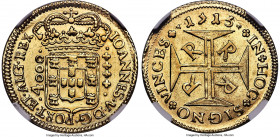 João V gold 4000 Reis 1715-R AU Details (Cleaned) NGC, Rio de Janeiro mint, KM102, LMB-167, Guimaraes-1715-1.1. A lesser seen date of this long-lived ...