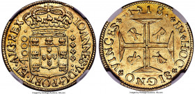 João V gold 4000 Reis 1718-R AU Details (Obverse Scratched) NGC, Rio de Janeiro mint, KM102, LMB-170, Guimaraes-1718-2.2. Presenting essentially uncir...