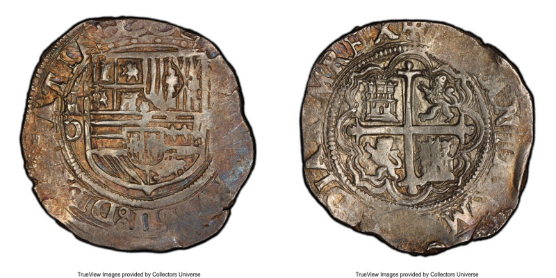 Philip II Cob 4 Reales ND (1572-1589) Mo-O AU58 PCGS, Mexico City mint, Cal-Type...