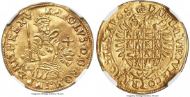 Brabant. Charles V (1506-1555) gold Real d'Or ND (1546-1556) MS63 NGC, Antwerp mint, Fr-56, Delm-97. 5.32gm. KAROLVS • D : G • ROM • IMP • z • HISP : ...