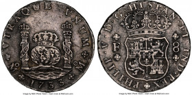 Philip V "Milled" 8 Reales 1733 Mo-F AU Details (Corrosion) NGC, Mexico City mint, KM103, Cal-1435. A relatively fleeting date to locate as a milled i...