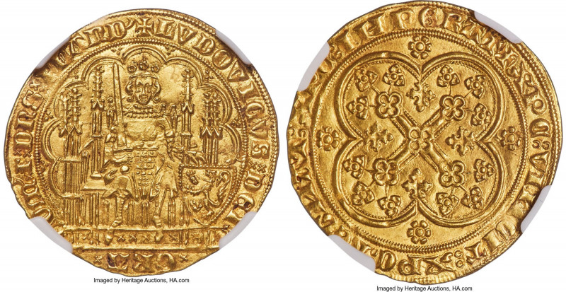 Flanders. Louis II de Mâle (1346-1384) gold Chaise d'Or au lion ND (1369-1384) M...