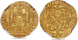 Flanders. Louis II de Mâle (1346-1384) gold Chaise d'Or au lion ND (1369-1384) MS65 NGC, Ghent or Malines mint, Fr-163, Schneider-148, Delm-466. 4.49g...