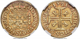 João V gold 4000 Reis 1721-R AU55 NGC, Rio de Janeiro mint, KM102, LMB-173, Guimaraes-1721-2.2. A wholly original piece from this conditionally challe...