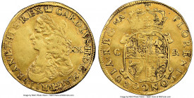 Charles II gold Unite of 20 Shillings ND (1660-1662) XF40 NGC, Crown mm, Second issue with mark of value "XX" behind kings head, KM416, S-3304, N-2754...