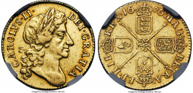 Charles II gold 1/2 Guinea 1676 AU55 NGC, KM439.1, Fr-290, S-3348. Second style bust. A scarcely seen issue, well represented by the piece at hand, wh...