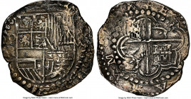 Philip III "Atocha" Cob 8 Reales ND (1603-1612) P-R AU Details (Saltwater Damage) NGC, Potosi mint, KM10, Cal-912. 25.86gm. From the Nuestra Señora de...