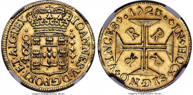 João V gold 4000 Reis 1723-R AU55 NGC, Rio de Janeiro mint, KM102, LMB-175, Guimaraes-1723-2.2. A respectable representative of the issue, exhibiting ...