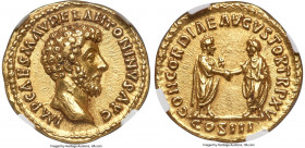 Marcus Aurelius, as Augustus (AD 161-180). AV aureus (19mm, 7.20 gm, 5h). NGC AU 5/5 - 3/5, scuff, light scratches. Rome, March-December AD 161. IMP C...