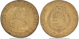 Charles III gold "Order on Chest" 8 Escudos 1761 Mo-MM XF40 NGC, Mexico City mint, KM154, Cal-1979, Onza-743. Order of the Golden Fleece on chest vari...