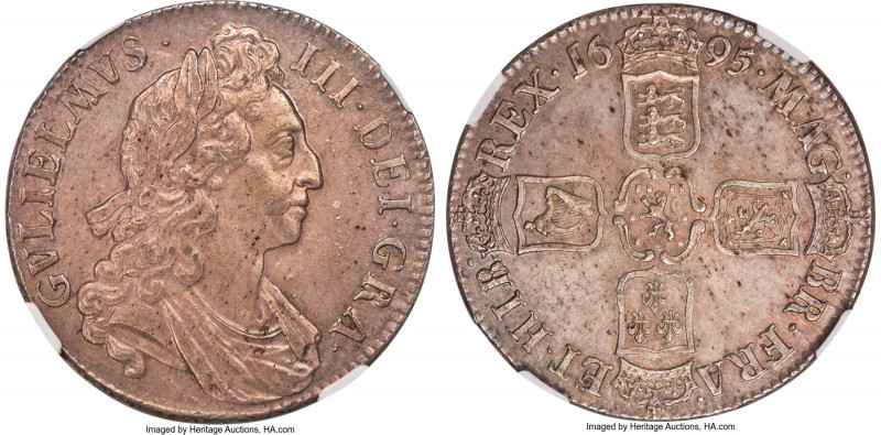 William III Crown 1695 MS63 NGC, KM486, S-3470, ESC-990 (prev. ESC-86). SEPTIMO ...