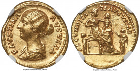 Faustina Junior (AD 147-175/6). AV aureus (19mm, 7.22 gm, 6h). NGC Choice AU 5/5 - 5/5. Rome, AD 161-176. FAVSTINA-AVGVSTA, draped bust of Faustina Ju...