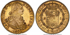 Charles IV gold 8 Escudos 1801 Mo-FT AU58 NGC, Mexico City mint, KM159, Cal-1644. A wonderful tangerine-tinted specimen, displaying a confident strike...