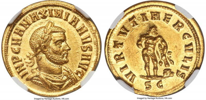 Maximian, First Reign (AD 286-310). AV aureus (20mm, 5.33 gm, 12h). NGC MS 5/5 -...