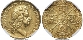 George I gold 1/2 Guinea 1725 AU58 NGC, KM560, S-3637. An exacting strike on the cusp of Mint State, showcasing impressive residual luster and subtle ...