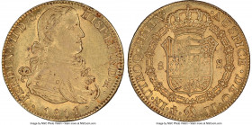 Ferdinand VII gold 8 Escudos 1811 Mo-JJ MS61 NGC, Mexico City mint, KM160, Cal-1786, Onza-1258. Beyond the softly struck centers, deep amber toning ac...