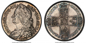 George II "Lima" 1/2 Crown 1746 MS62 PCGS, KM584.3, S-3695A. Displaying regal white, charcoal and deep blue-green toning alongside a detailed strike w...