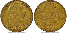 Jose I gold 6400 Reis 1765-R AU58 NGC, Rio de Janeiro mint, KM172.2. Apart from two weakly struck areas on the obverse legend, this offering exhibits ...
