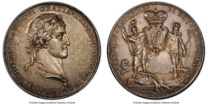 Ferdinand VII silver Specimen "Antequera Bishop Election" Medal 1814 SP63 PCGS, ...