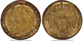 Maria I & Pedro III gold 6400 Reis 1779-R MS62 NGC, Rio de Janeiro mint, KM199.2. A near Choice Mint State offering with razor sharp devices and lovel...