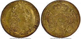 Maria I & Pedro III gold 6400 Reis 1779-R AU58 NGC, Rio de Janeiro mint, KM199.2. A respectable representative of this popular type, with gleaming sur...
