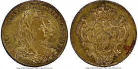 Maria I & Pedro III gold 6400 Reis 1782-R AU55 NGC, Rio de Janeiro mint, KM199.2. A lustrous, honey-colored offering with a small area of encrustation...