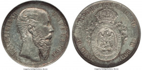 Maximilian 50 Centavos 1866-Mo MS62 NGC, Mexico City mint, KM387. A relatively scarce denomination from a one-year type, exhibiting mottled gunmetal t...