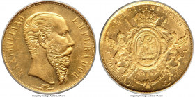 Maximilian gold 20 Pesos 1866-Mo AU55 PCGS, Mexico City mint, KM389, Fr-62. From a total mintage of only 8,274. A fleeting issue from the short-lived ...